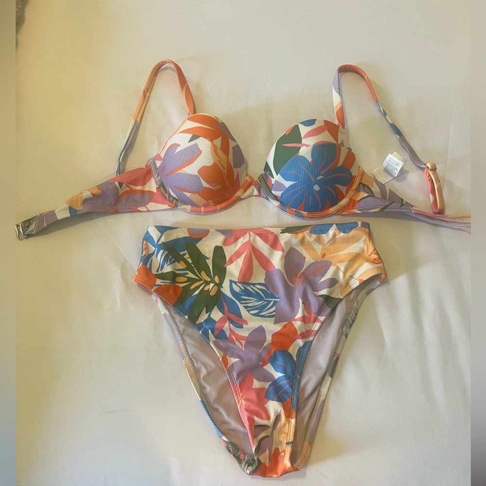 Cupshe bathing suit with push up top and high waisted bottom